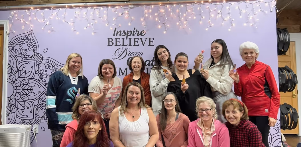 a private group gathered together after a session at Inspired By Yoga in Hampstead